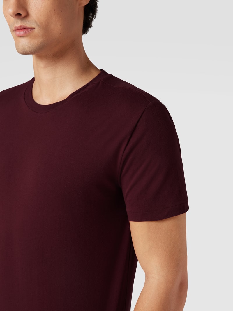 T-Shirt mit Logo-Stitching im 3er-Pack in bordeaux rot