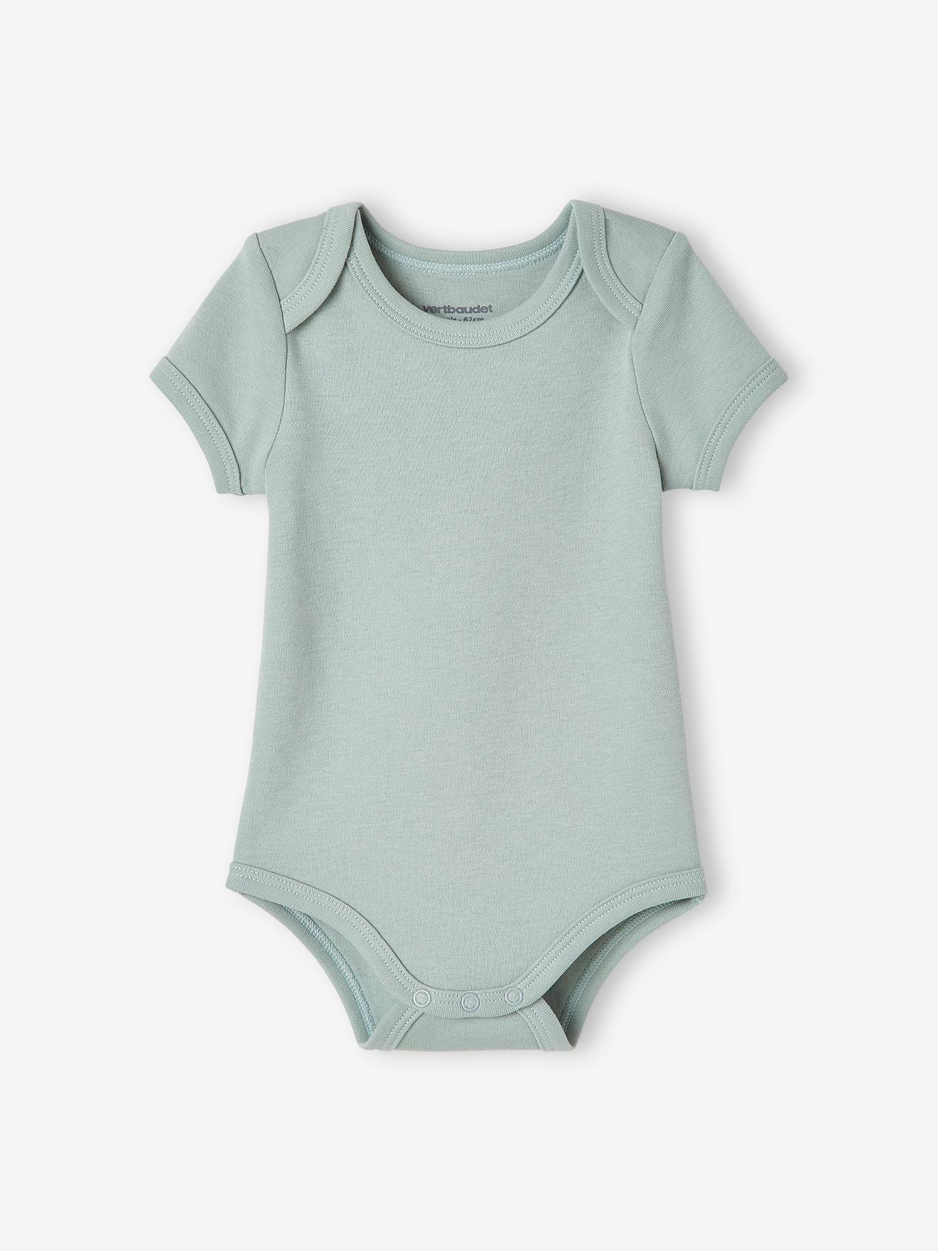 Lot de 7 bodies manches courtes ouverture US bébé BASICS lot bleu