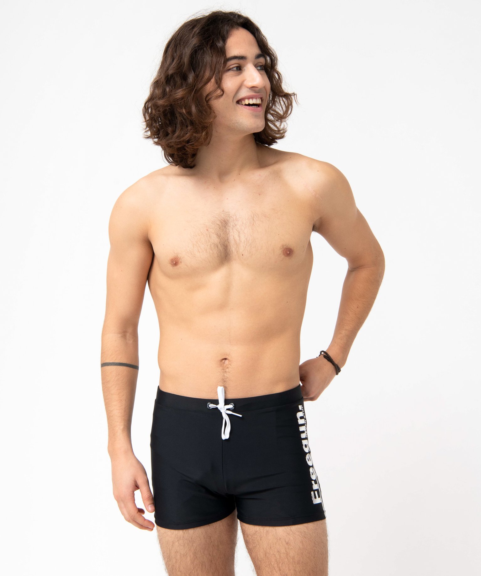 Maillot de bain homme forme boxer avec inscription - Freegun noir | GEMO