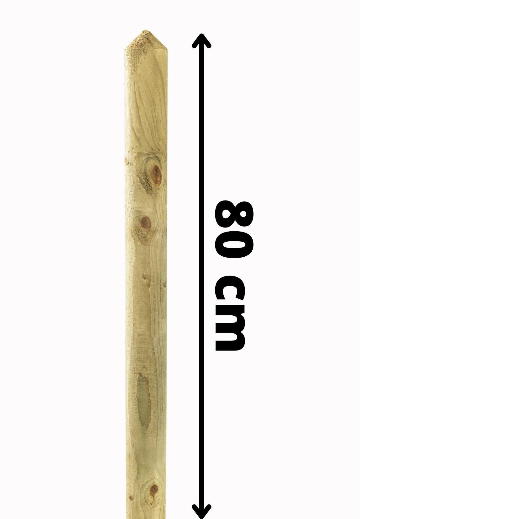 Mega-Holz Holzzaun Zaunlatten-Paket Halbpalisade Kiefer 80cm, (Sparpaket, 10-St., Zaunlatten ohne Pfosten)