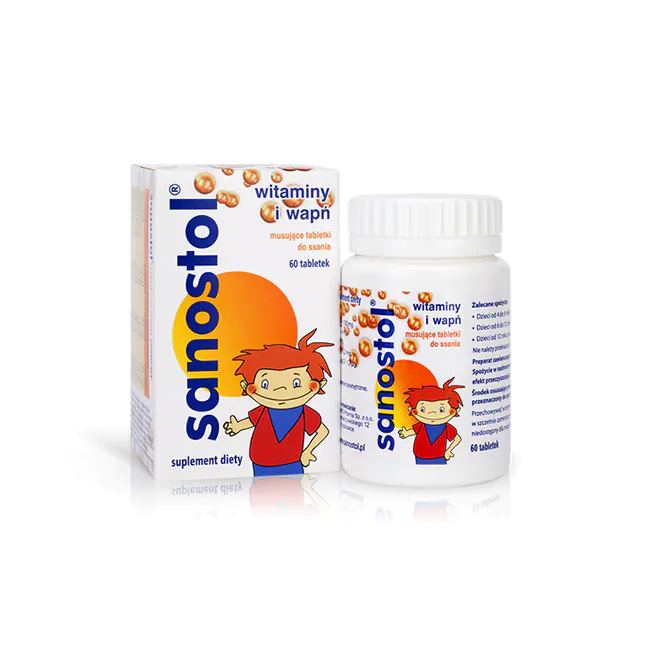 Sanostol vitaminai ir kalcis, 60 putojančių pastilių