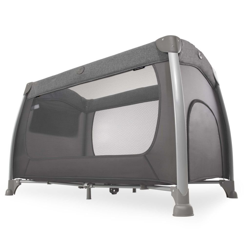 Hauck Baby-Reisebett Play'n Relax Center - Melange Charcoal, 7-tlg., Kinderreisebett mit Matratze, Insektenschutz, Wickelauflage - faltbar
