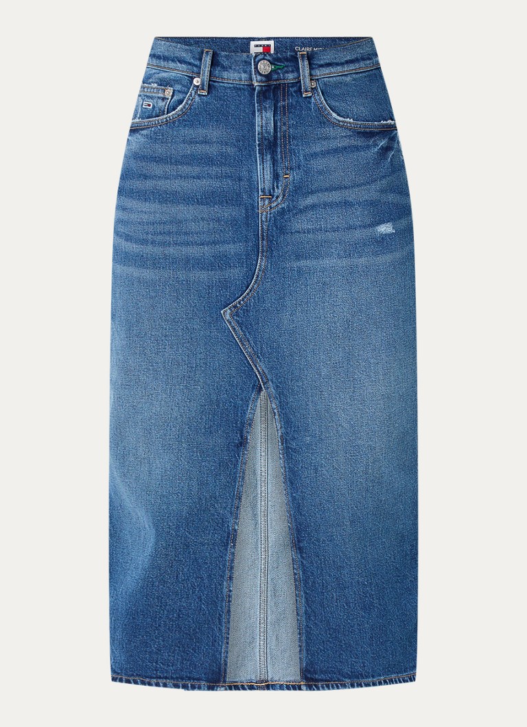 Gonna midi in denim Claire di Tommy Hilfiger, con spacco e tasche laterali.