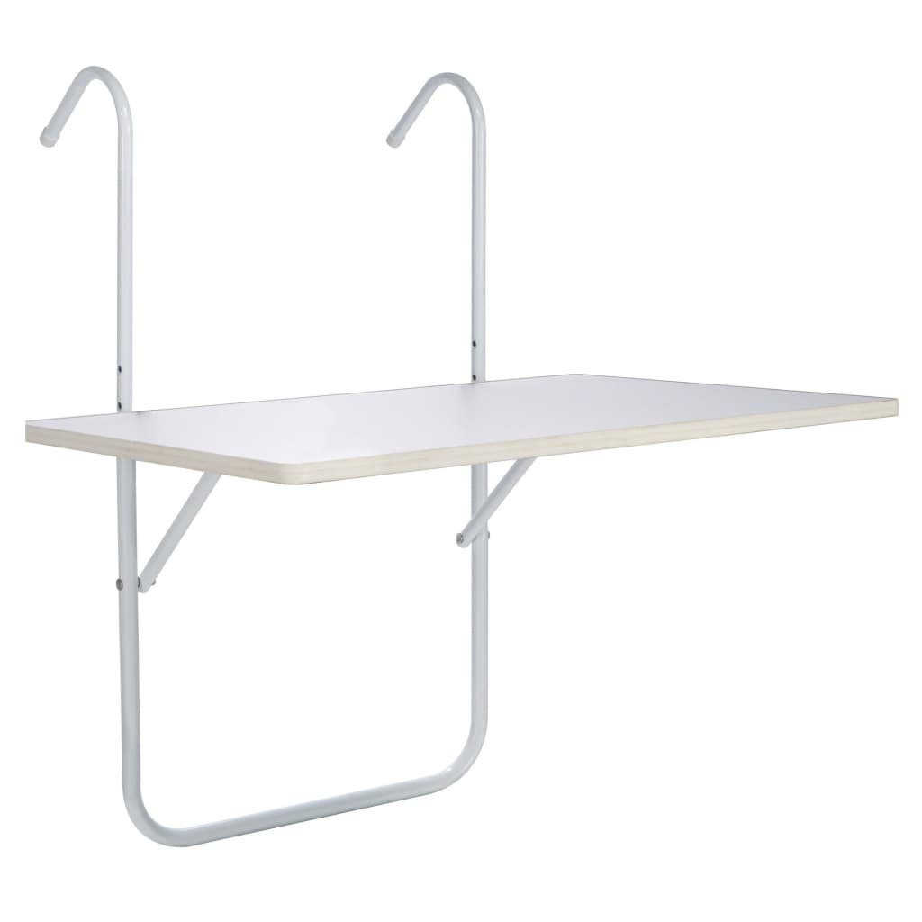 HI Klapptisch Balkon-Klapptisch Weiß 60 × 40 × 1,2 cm