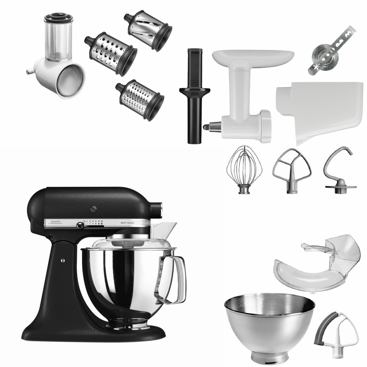 KitchenAid Küchenmaschine KitchenAid 4,8 L 5KSM175 Artisan Küchenmaschine Set 4