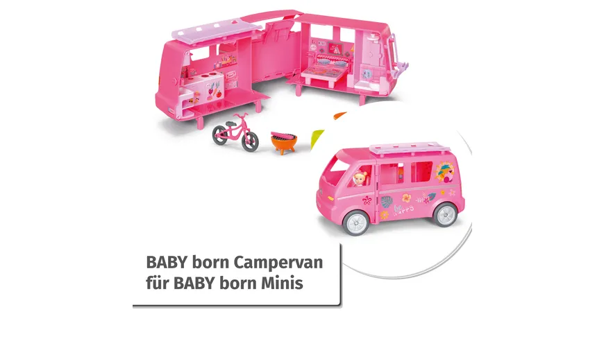 BABY born Minis - Campervan, Wohnmobil, aufklappbarer Wohnwagen für BABY born Minis Puppen