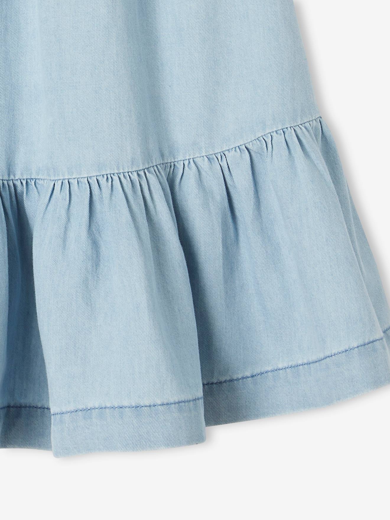 Vertbaudet Mädchen Volantrock aus Light-Denim - double stone