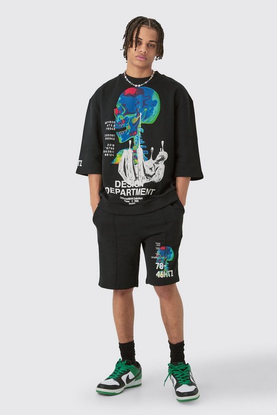 Oversize Sweatshirt mit Print & Shorts