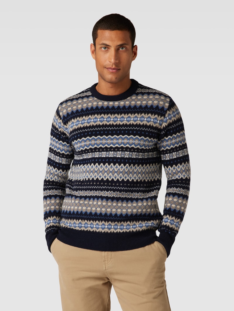 Strickpullover aus Wolle in marineblau
