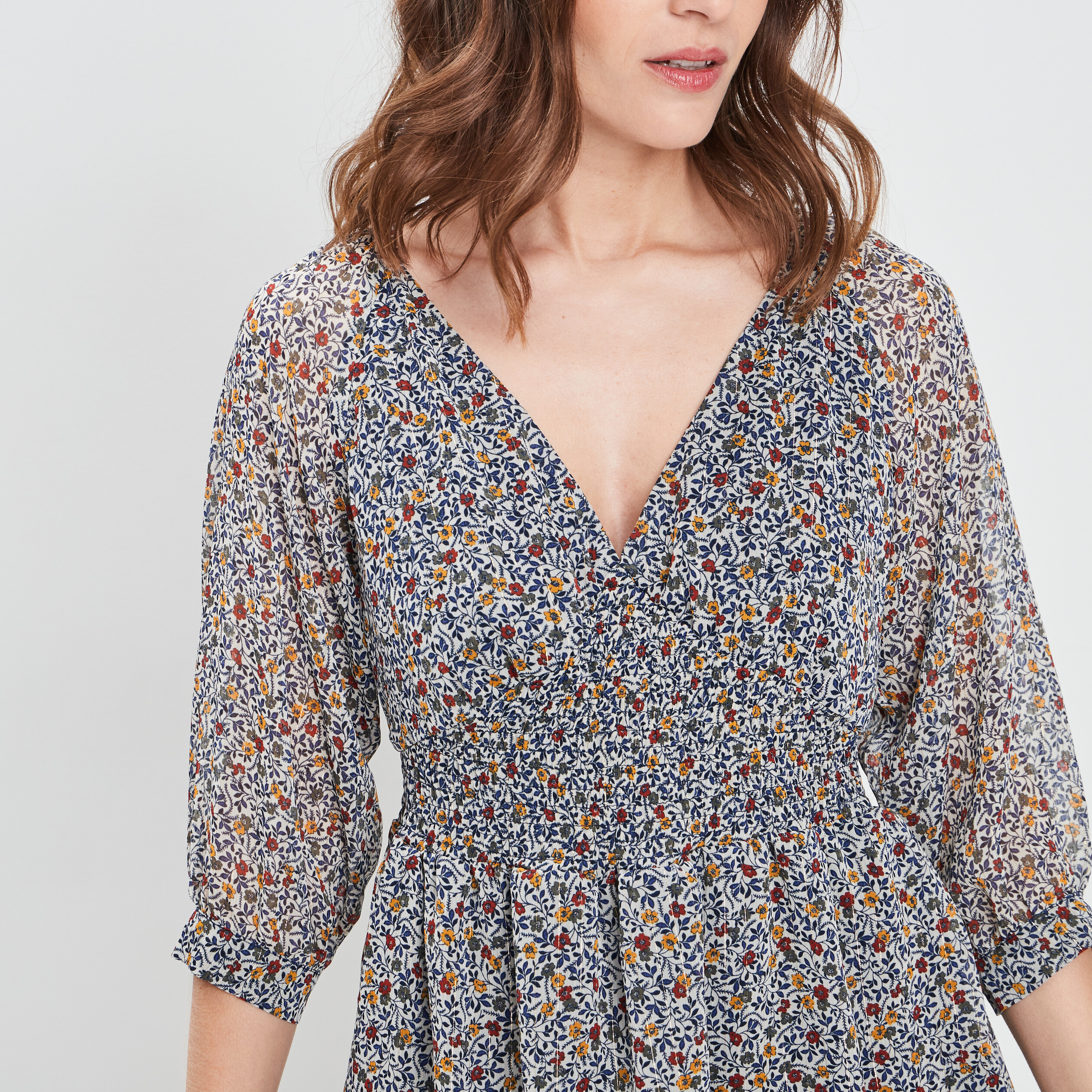 Robe droite manches 3 4 bleu femme | La Halle