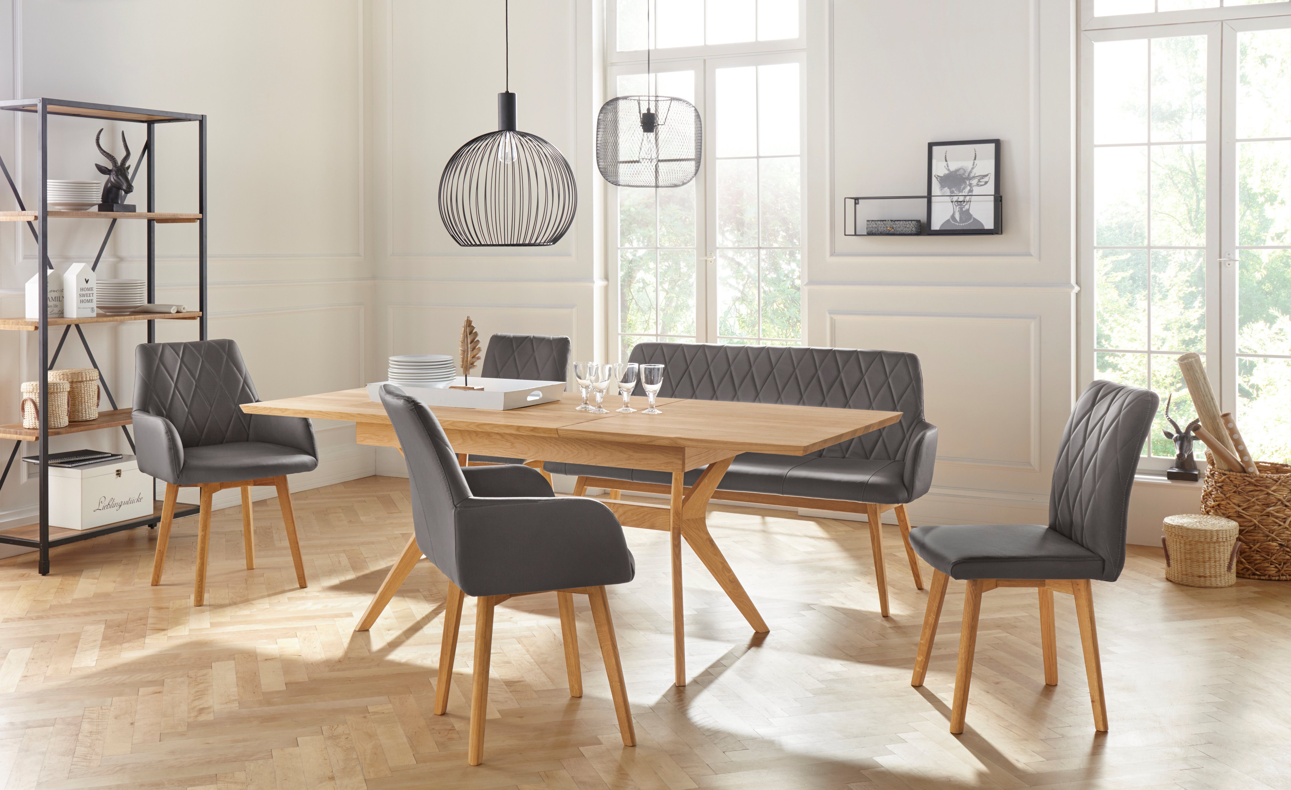 Home affaire 4-Fußstuhl Brest (Set, 2 St), Gestell aus Eiche Massivholz geölt