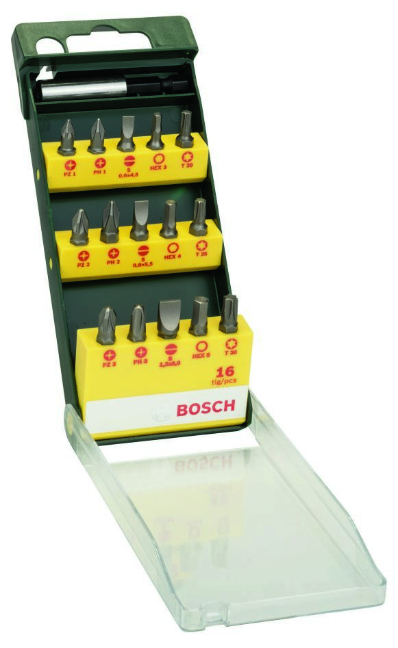 Accessoires verts Bosch 2607019453 Coffret de 16 embouts de vissage