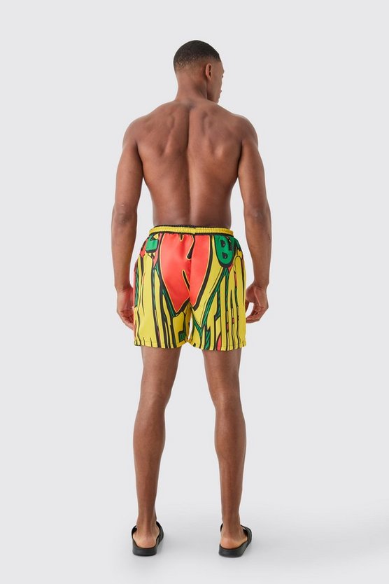 Mittellange Graffiti Badehose