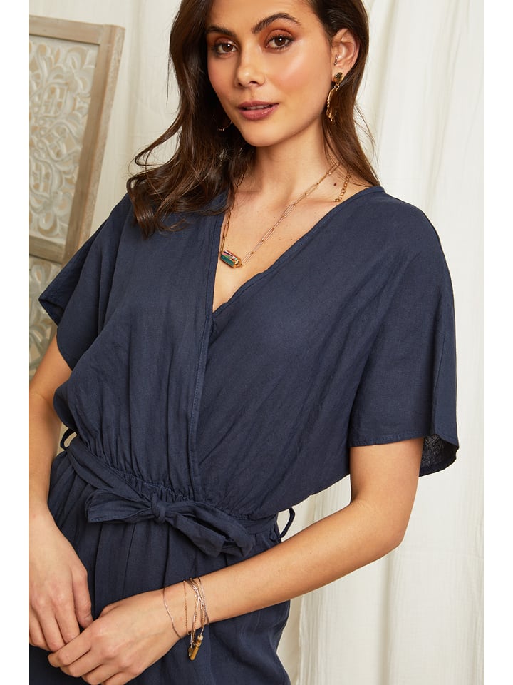 Lin Passion Leinen-Jumpsuit in Dunkelblau günstig kaufen