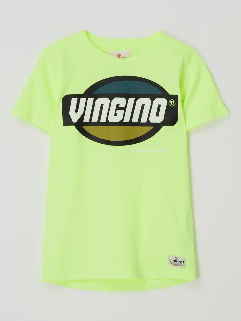 T-Shirt aus Baumwolle Modell 'Hufo' in neon gelb