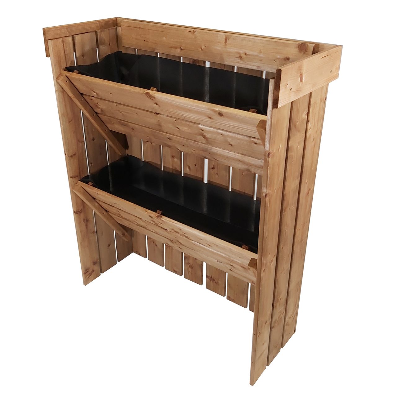 Lemodo Blumentreppe aus Holz, Pflanzregal mit Gartenvlies, Blumenkasten als Sichtschutz
