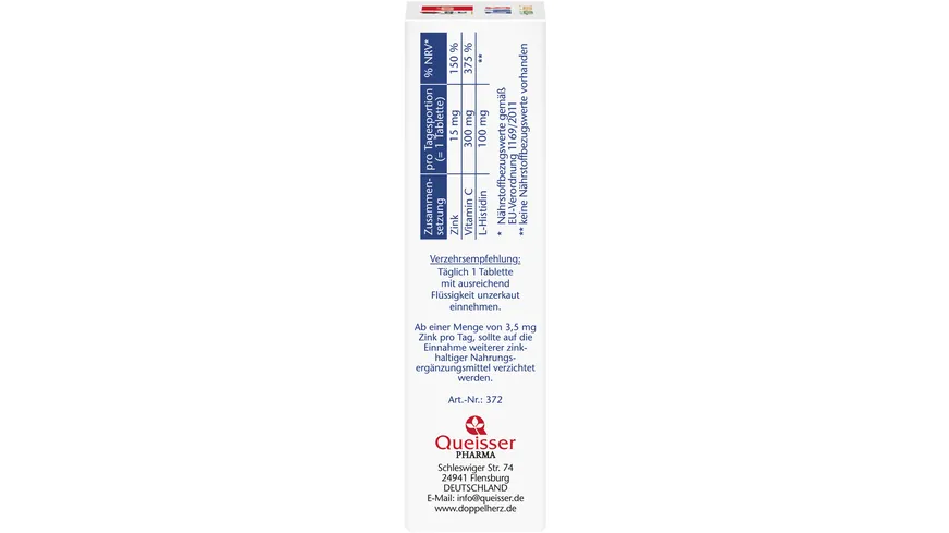 Doppelherz Zink + Histidin + Vitamin C Depot 30 Tabletten