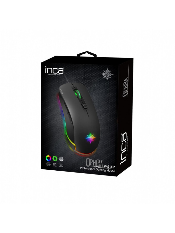 Inca INCA IMG-327 PRO Optisch Gaming Maus 4800 DPI RGB-Logo-Effekt schwarz in schwarz günstig kaufen onesize