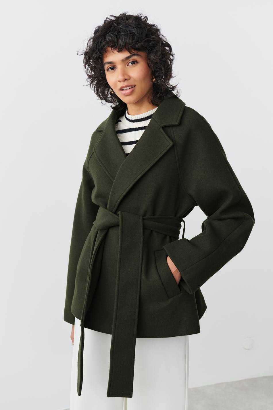 Belted short coat
