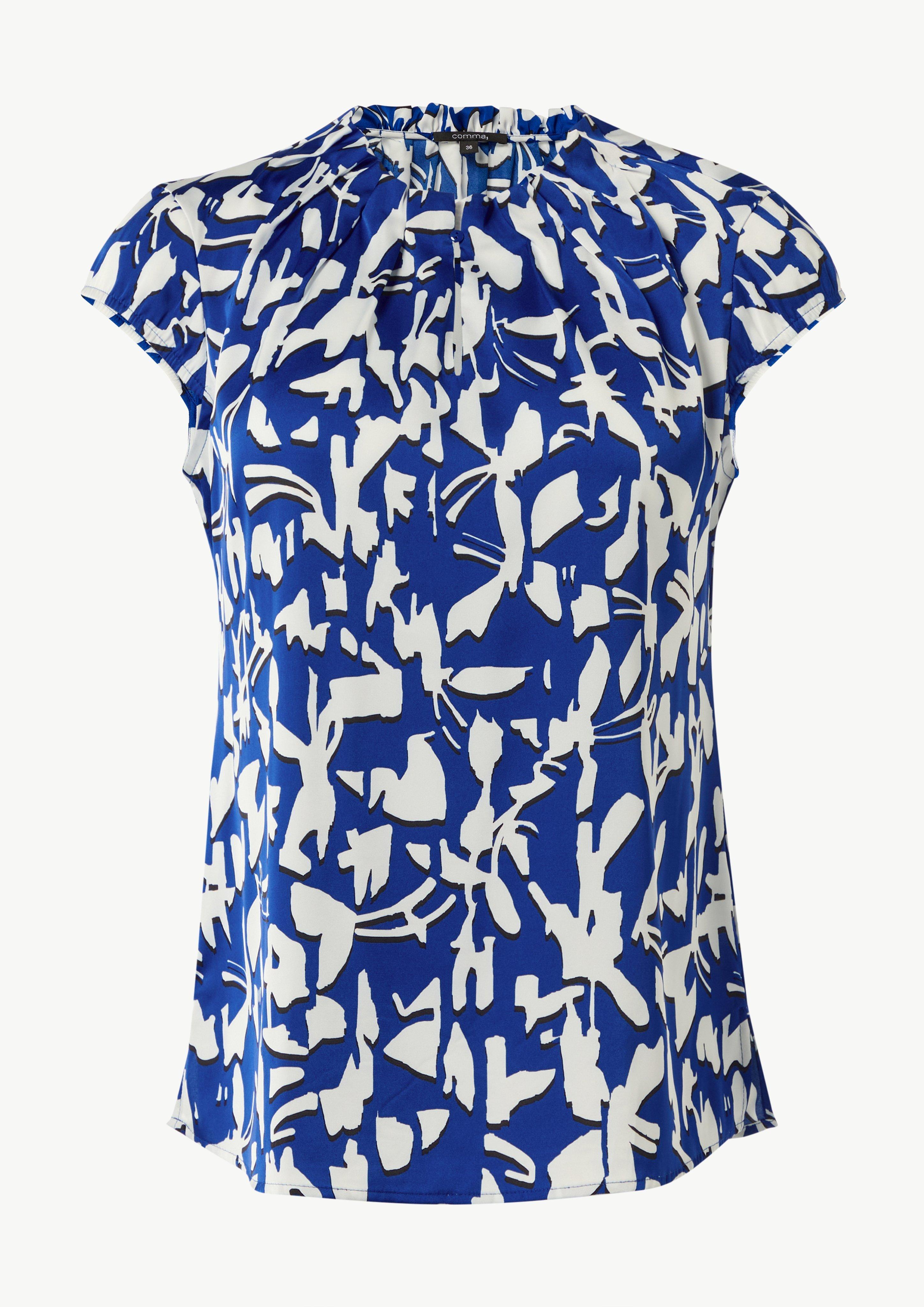Bluse aus Satin - ozeanblau