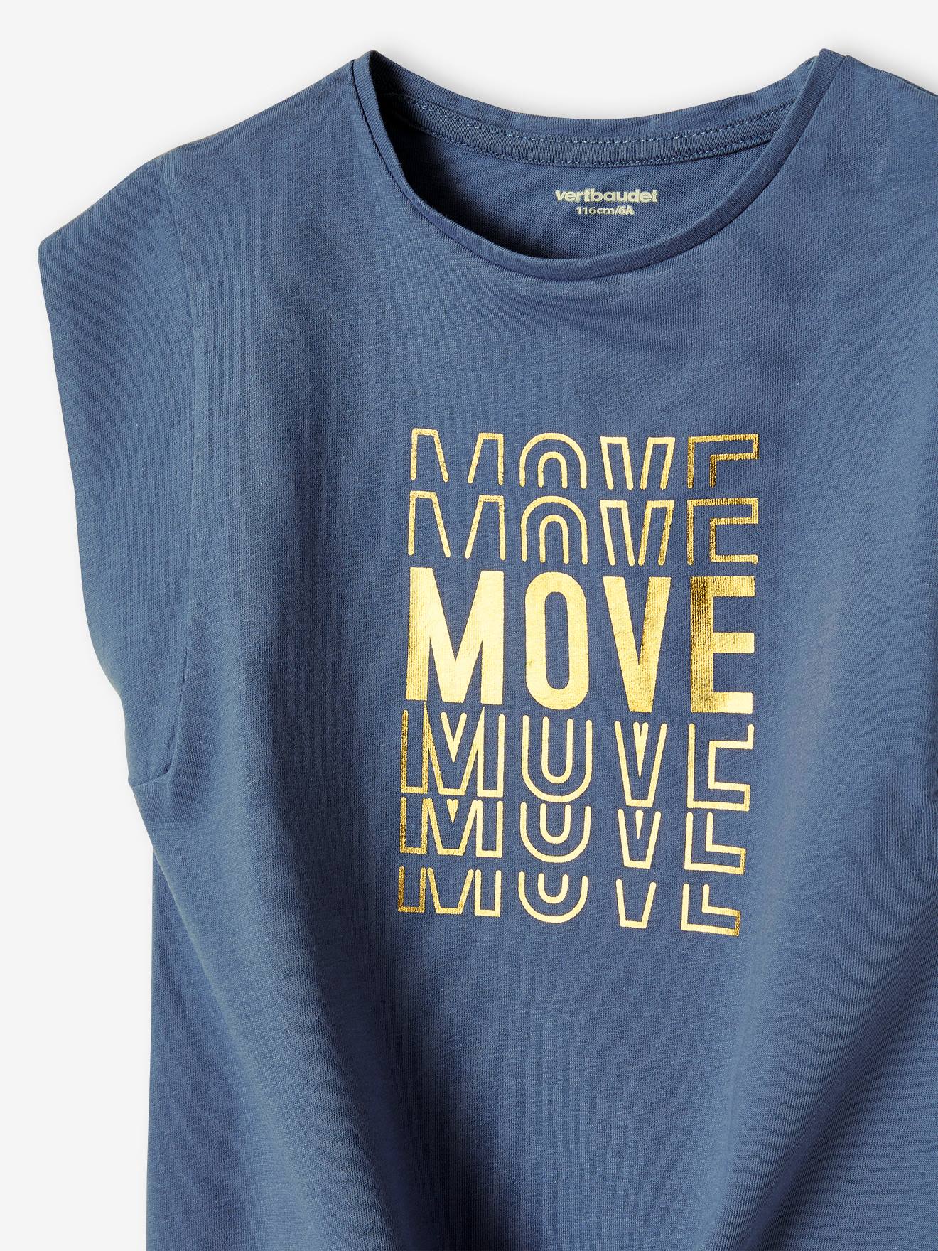 T-shirt sport motif brillant fille bas noué bleu