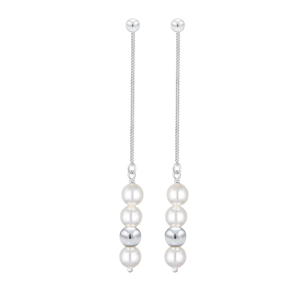 Elli Elli Boucles d'Oreilles Pendante perles synthétiques Géo Boucles d'oreilles Femme Boucles d'oreilles
