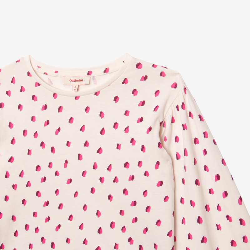 T-shirt fille blanc imprimé bicolore en coton recyclé Catimini