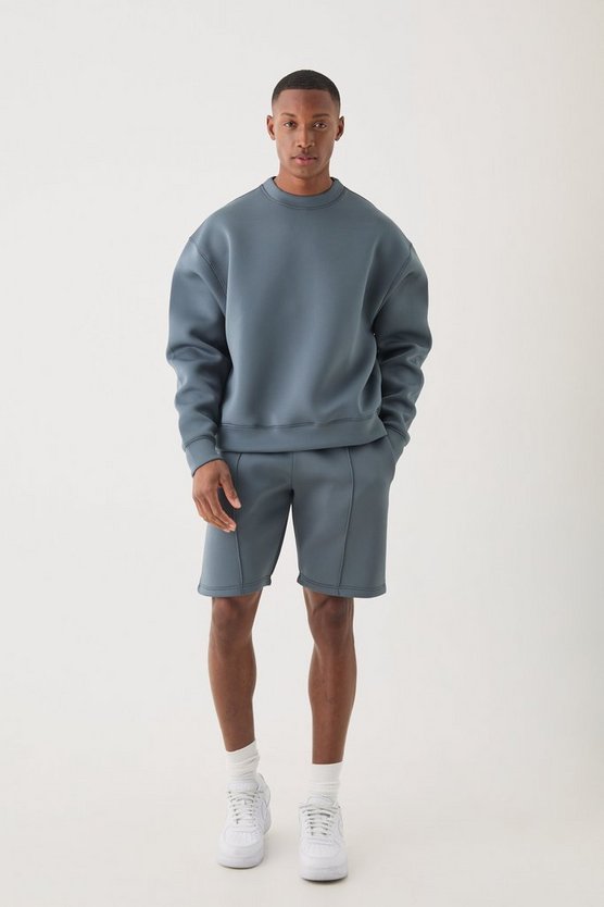 Kurzer kastiger Oversize Sweatshirt-Trainingsanzug