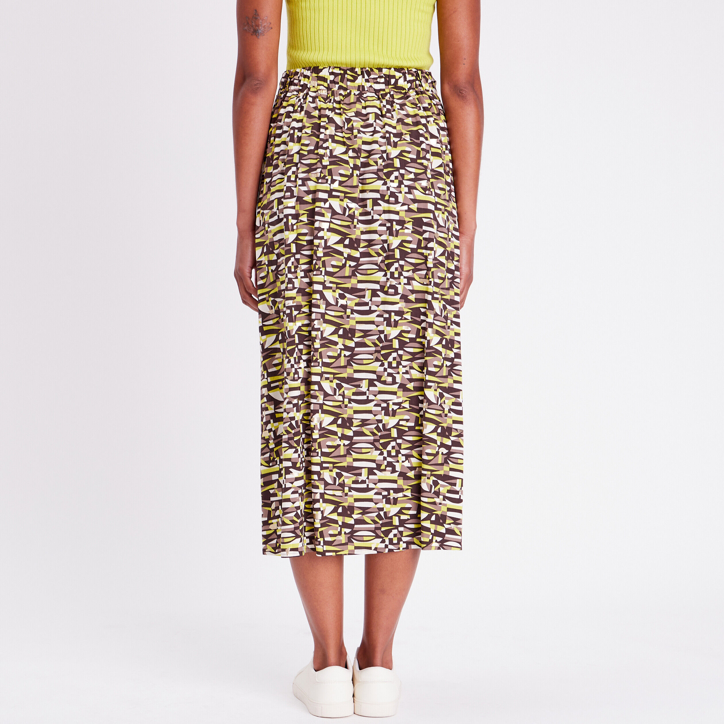 Jupe midi droite fendue marron femme | Cache Cache
