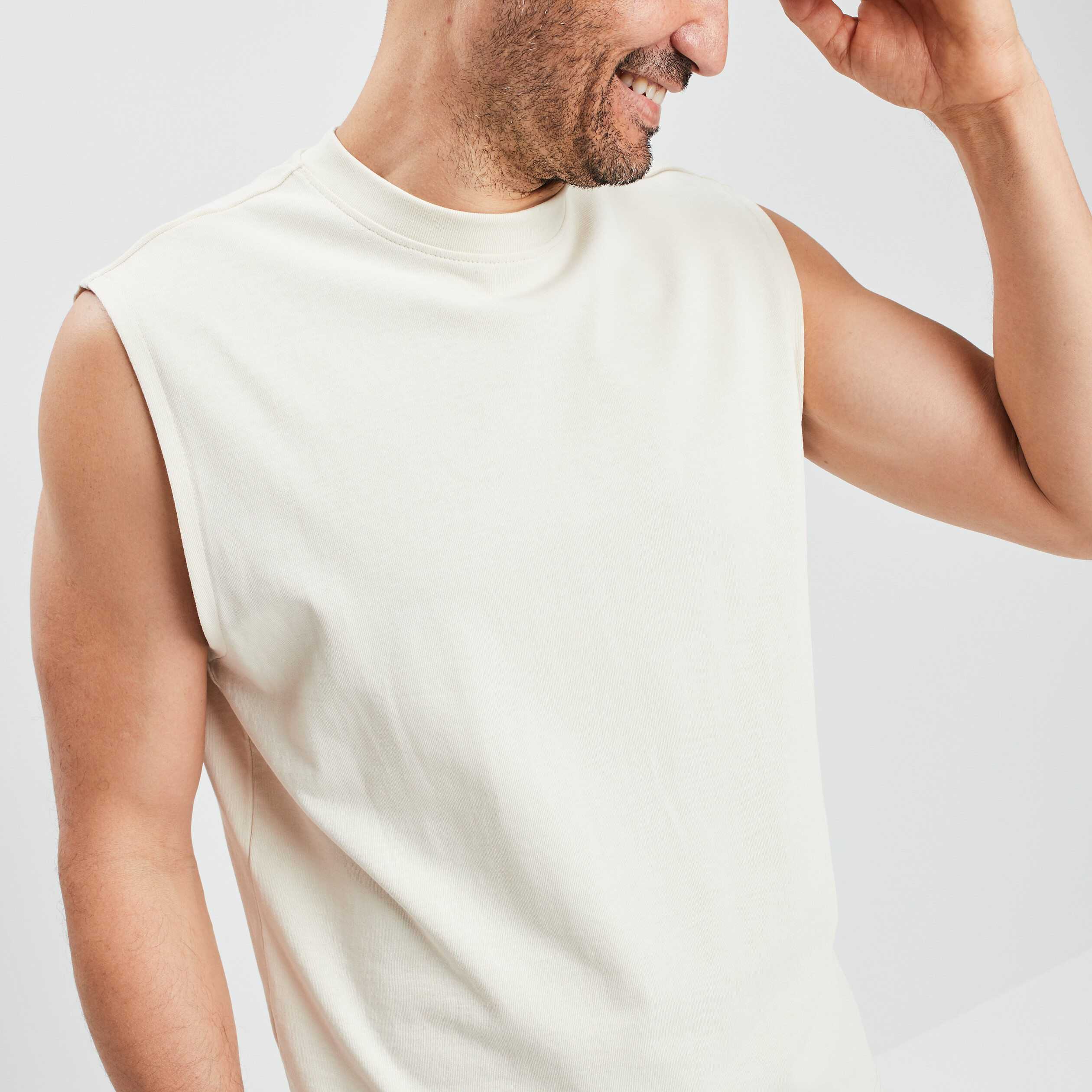 T-shirt sans manches creme homme | La Halle
