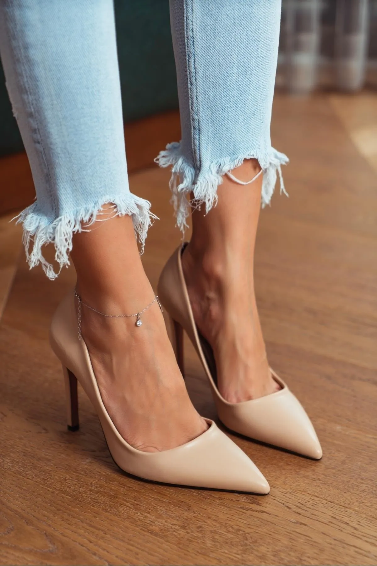 NİŞANTAŞI SHOES  Vanessa Dark Beige Matte Pointed Toe Damen Stiletto