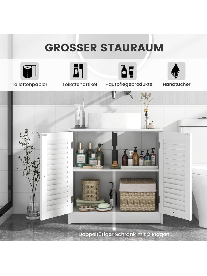 COSTWAY Waschbeckenunterschrank 60 x 30 x 60 cm in Weiß günstig kaufen onesize