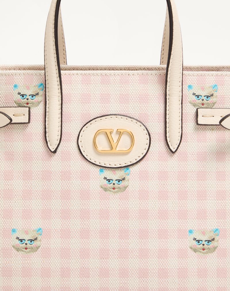 Valentino Garavani Antibes kleine boodschappentas van Vichy-canvas Le Chat De La Maison