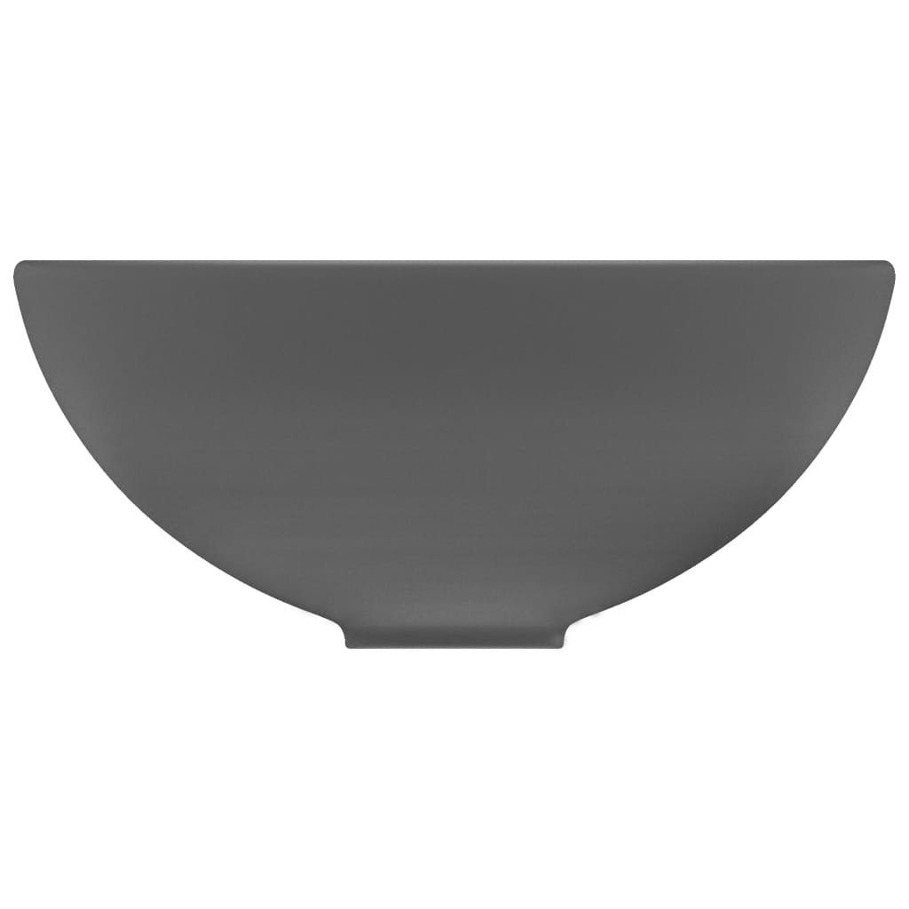vidaXL Waschbecken Luxus-Waschbecken Rund Matt Dunkelgrau 32,5x14 cm Keramik