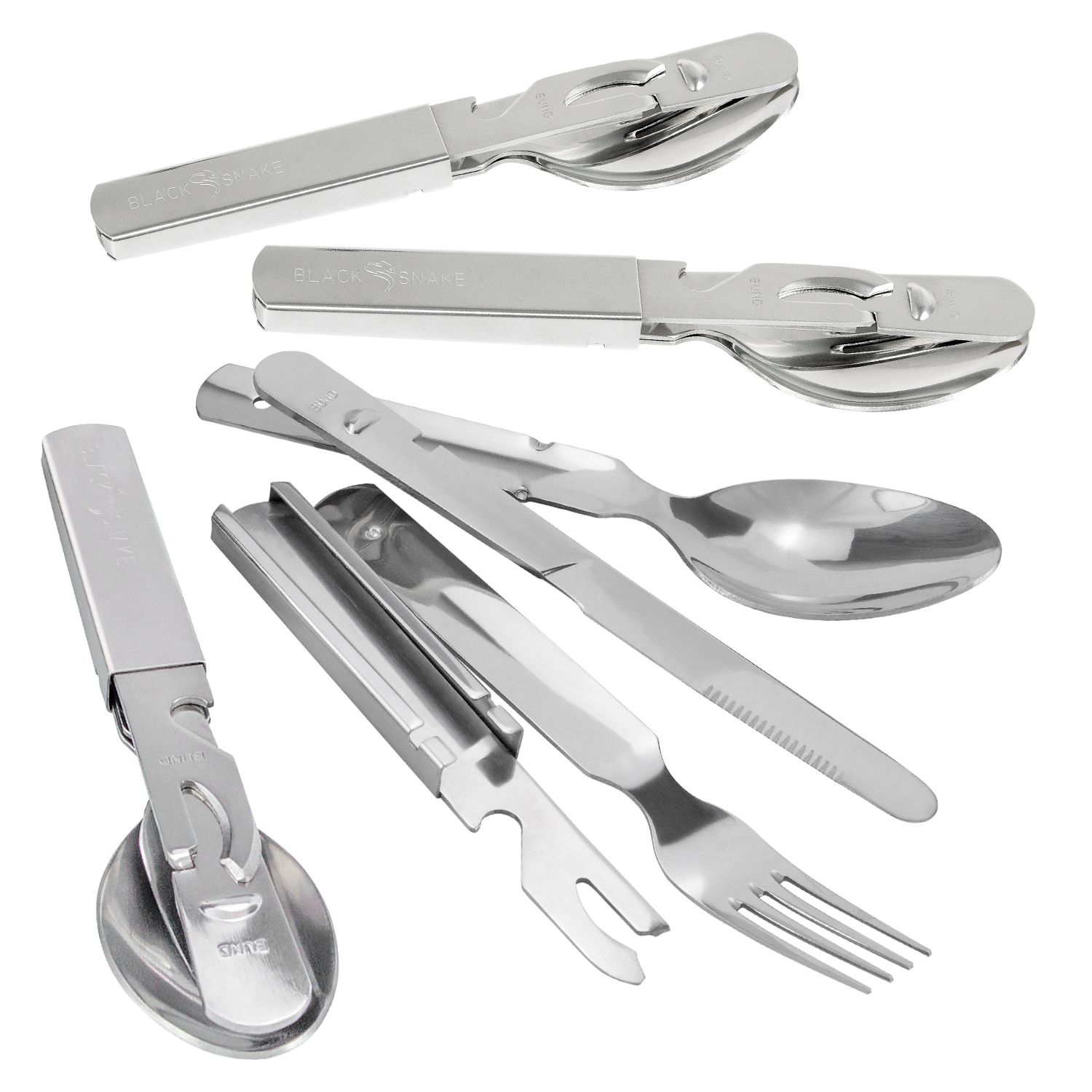 Black Snake 4-Personen Edelstahltasse und Essbesteck Set