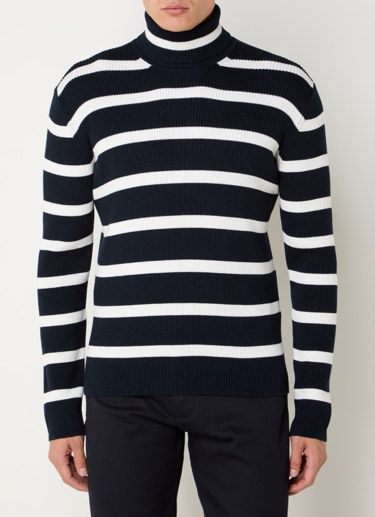 Emporio Armani Fine-knit sweater in virgin wool blend with stripe print