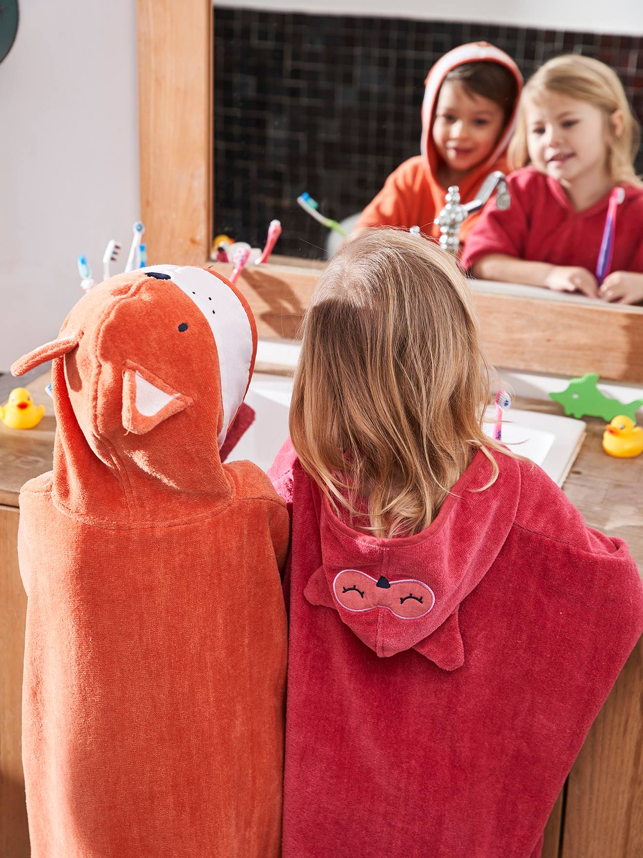 Vertbaudet Kinder Bade-Poncho, Fuchs-Kostüm Oeko-Tex, personalisierbar - ziegel