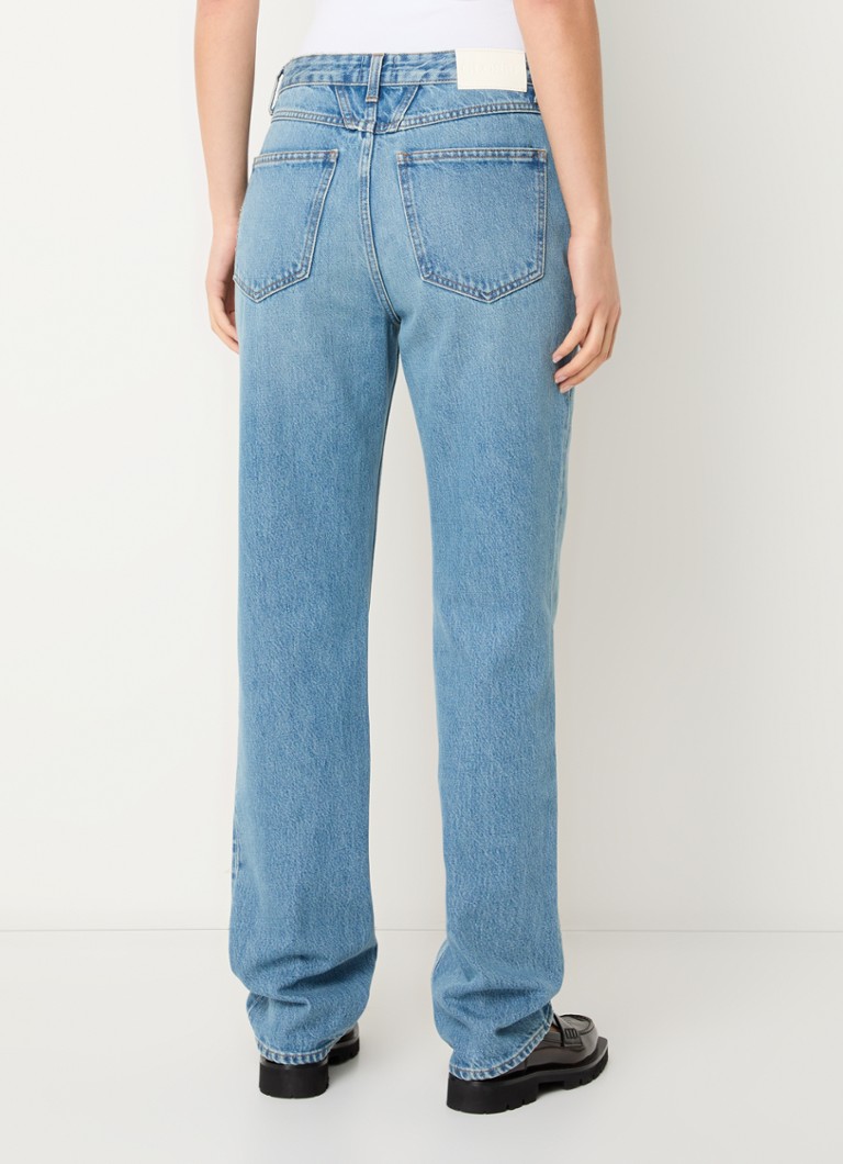 Jean Roan taille haute coupe droite, délavage clair.