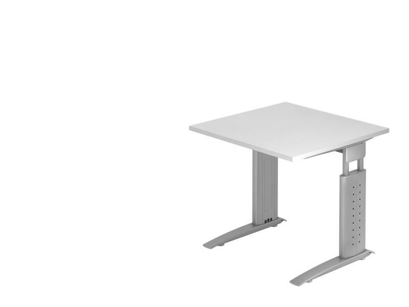 Hammerbacher Schreibtisch US08 Silber, Weiß 800 x 800 x 680 x 680 - 860 mm