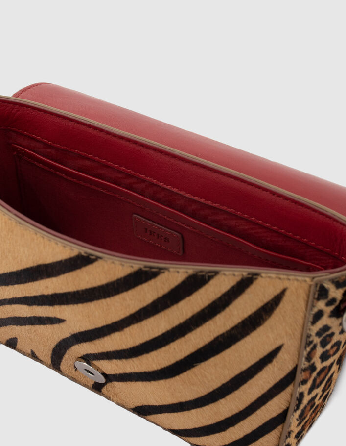Le 111 Amy cuir d'agneau argenté et cuir de vachette effet pony léopard femme
