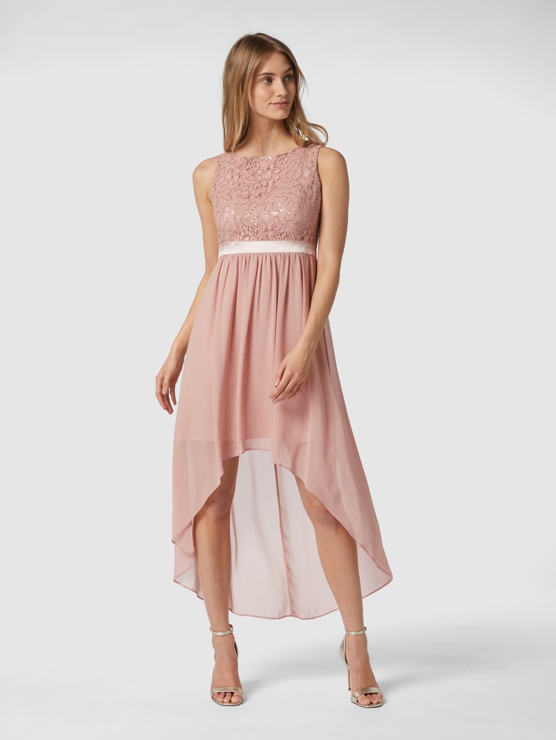 Cocktailkleid aus Spitze und Chiffon in altrosa meliert