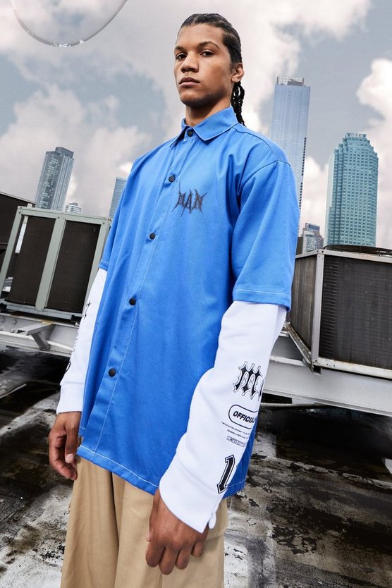Overshirt mit Ärmel-Detail und Print