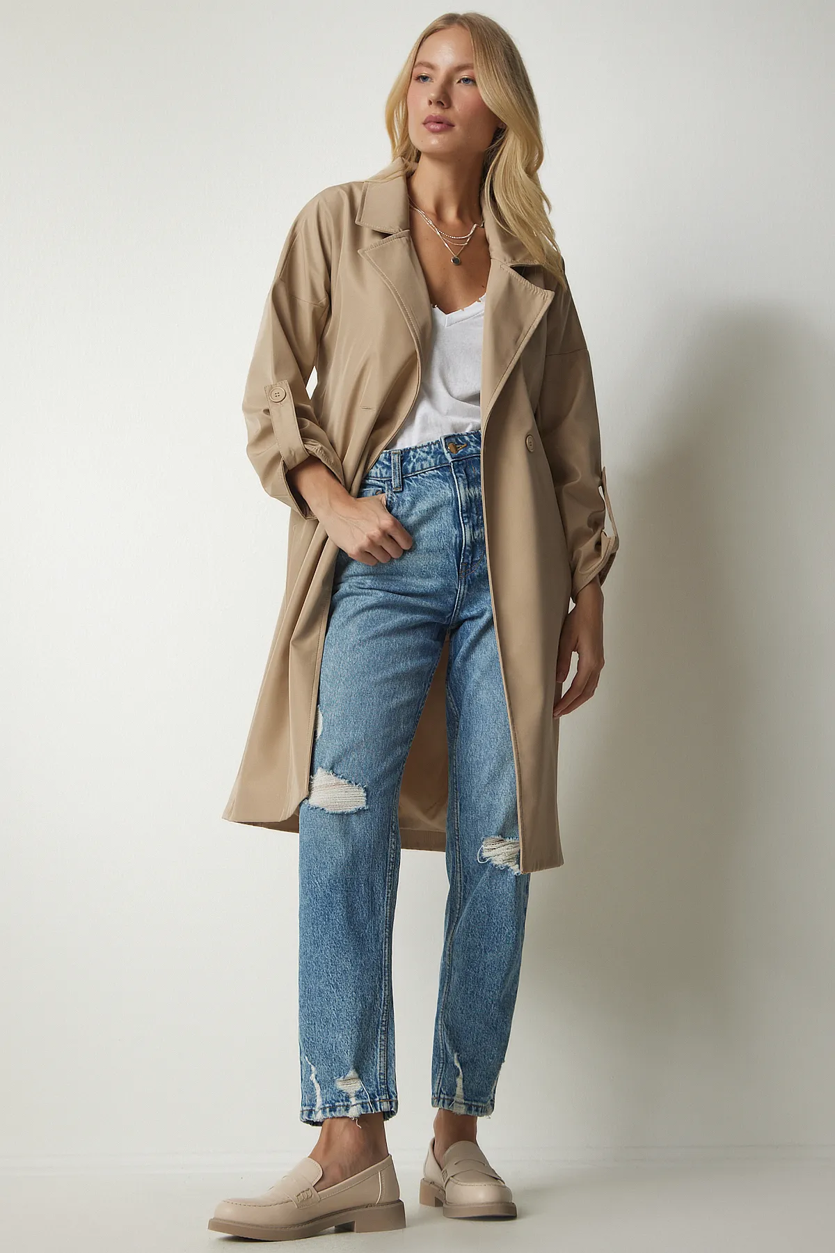 Happiness İstanbul  Trenchcoat - Beige - Basic