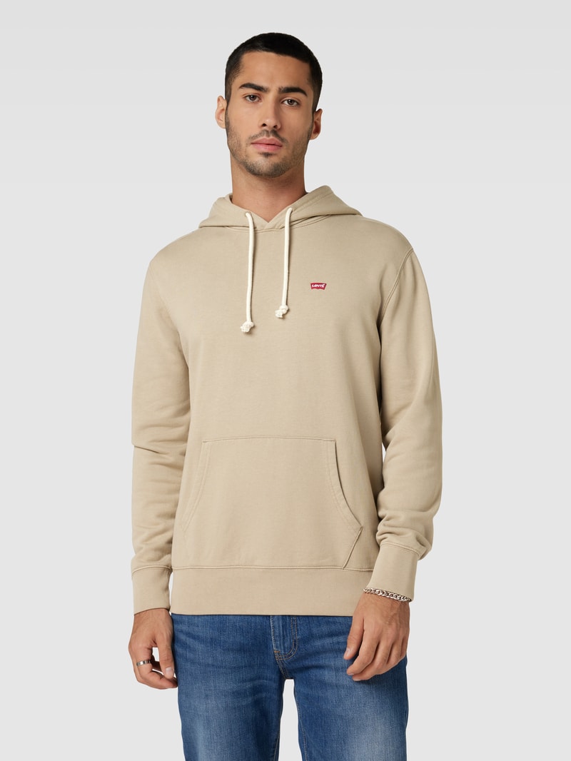 Hoodie mit Label-Stitching Modell 'NEW ORIGINAL' in olivgrün