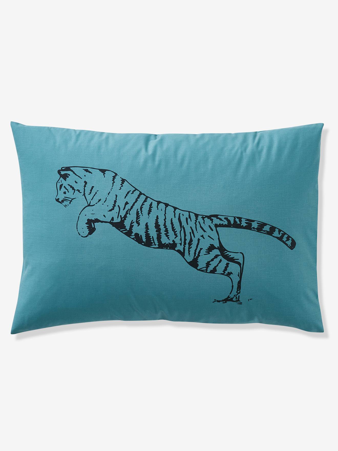 Vertbaudet Kinder Bettwäsche-Set TIGER Oeko Tex - petrol/nachtblau bedruckt