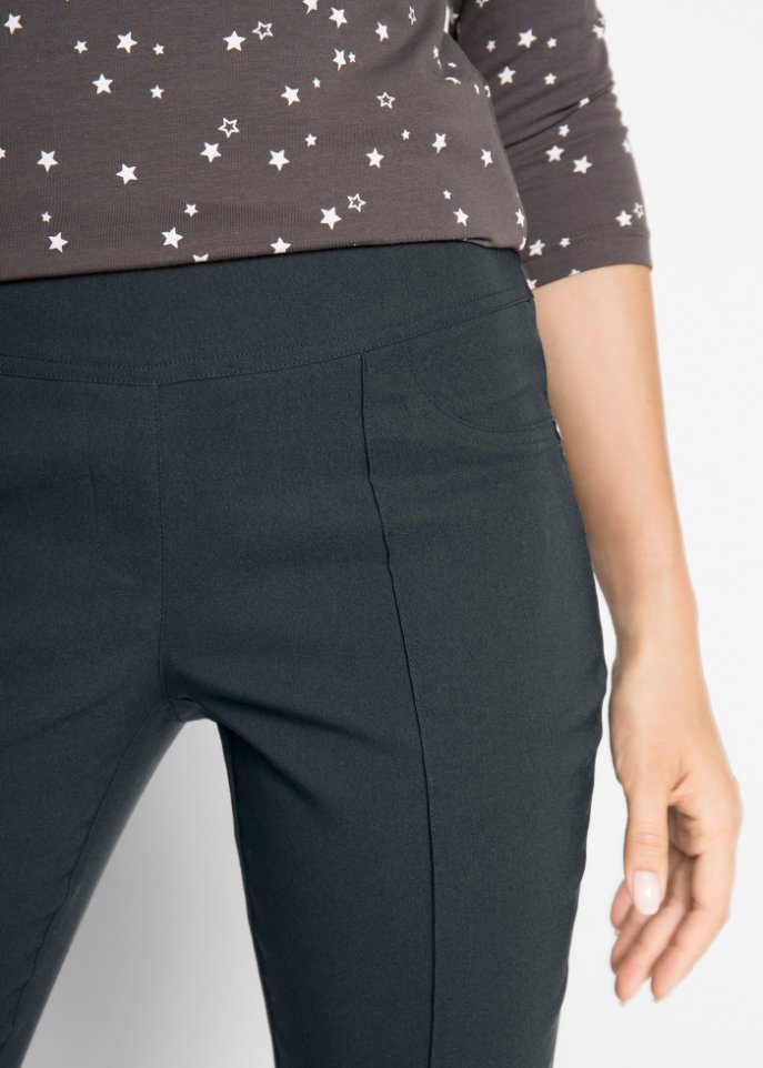 High-Waist-Bengalin-Stretch-Hose mit Bequembund, Straight