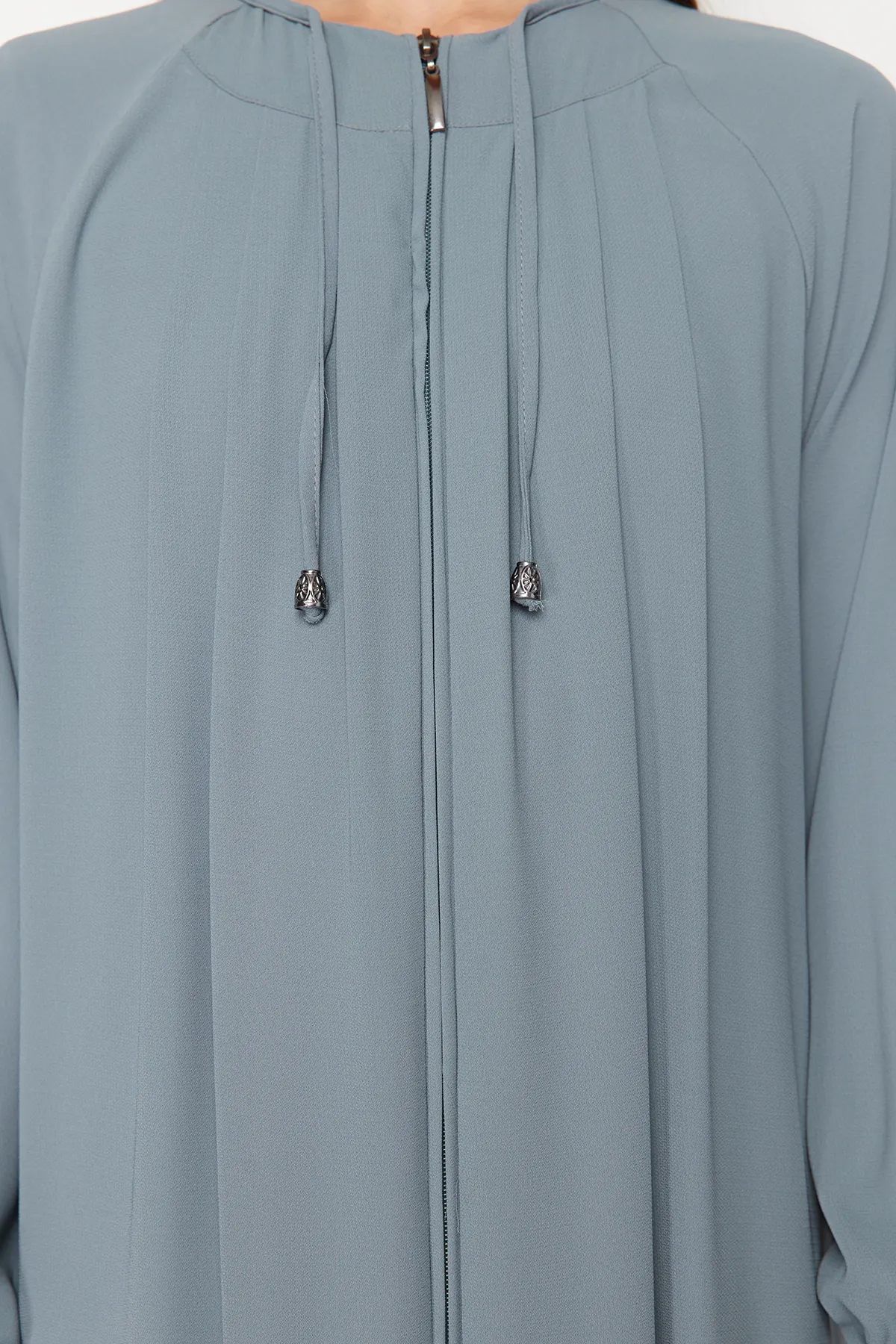 Trendyol Modest  Mintgrünes Mevlana-Modell, gewebte dünne Kreppmütze & Ferace & Abaya TCTSS24KF00023