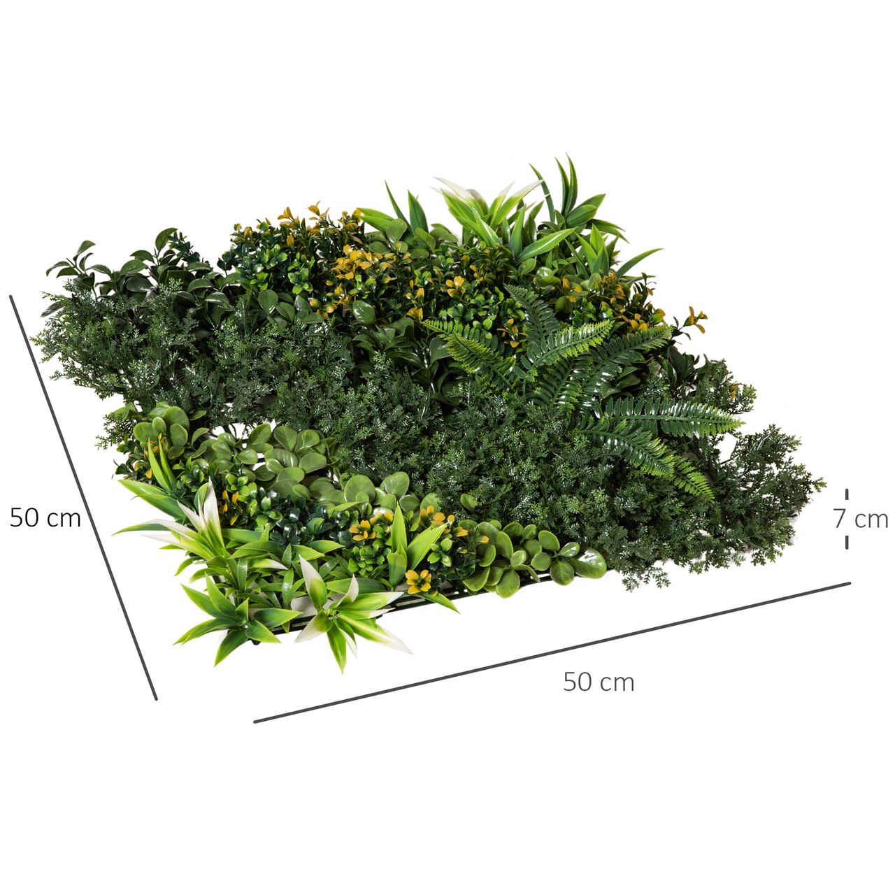 Outsunny 12 Stück künstliches Pflanzenwand Hecke 50x50 cm UV-Schutz Sichtschutz Mehrblättriges Design Heckenpflanze für Garten Outdoor Dekor