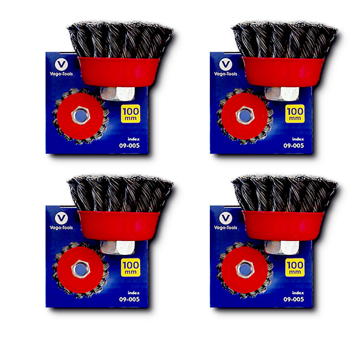 Vago-Tools Topfbürsten Drahtbürsten 100mm Bürsten gezopft Winkelschleifer 6x