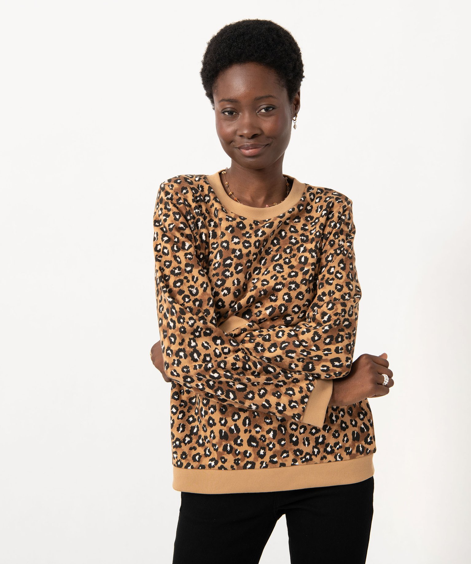 Sweat molletonné à motif léopard femme imprime | GEMO
